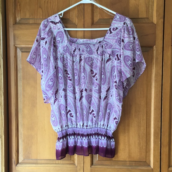 Mudd Tops - Gauzy purple paisley blouse